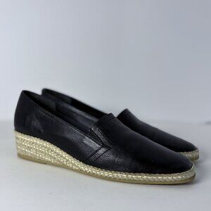 andré assous Made‎ in Spain Womens 9N Black Leather Slip-on Espadrille Shoe